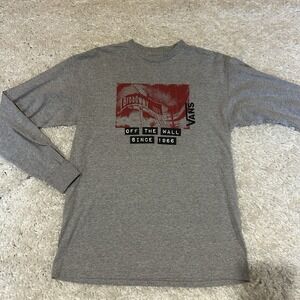 VANS Shirt Mens Medium Gray Crew Neck Cotton Off The Wall Baker Graphic Tee